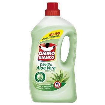 Detergent rufe lichid Omino bianco cu aloe vera, 23 spalari, 1.495 L Detergent rufe lichid Omino bianco cu aloe vera, 23 spalari, 1.495 L