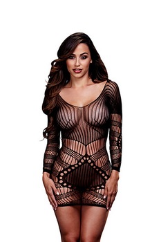 Rochie mini, Baci, Longsleeve, dantela, transparenta, elastica, Negru Rochie mini, Baci, Longsleeve, dantela, transparenta, elastica, Negru