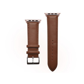 Curea Apple Watch, Bratara din Piele Naturala, 44mm, Maro - Rose Gold Curea Apple Watch, Bratara din Piele Naturala, 44mm, Maro - Rose Gold