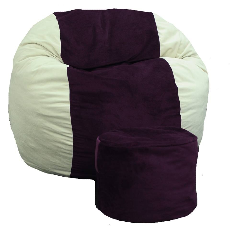 Set Fotoliu (Mare) King Size + Otoman - Beige&Amethyst (Gama Diamond) husa detasabila, Transformabil in pat, Fabricat in Romania, umplut cu fulgi de burete memory mix®, marca Pufrelax