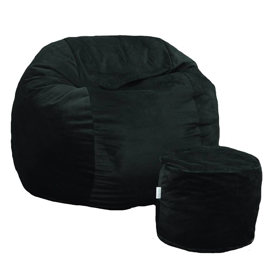 Set Fotoliu (Mare) King Size + Otoman - Black Velvet (Gama Diamond) husa detasabila, Transformabil in pat, Fabricat in Romania, umplut cu fulgi de burete memory mix®, marca Pufrelax