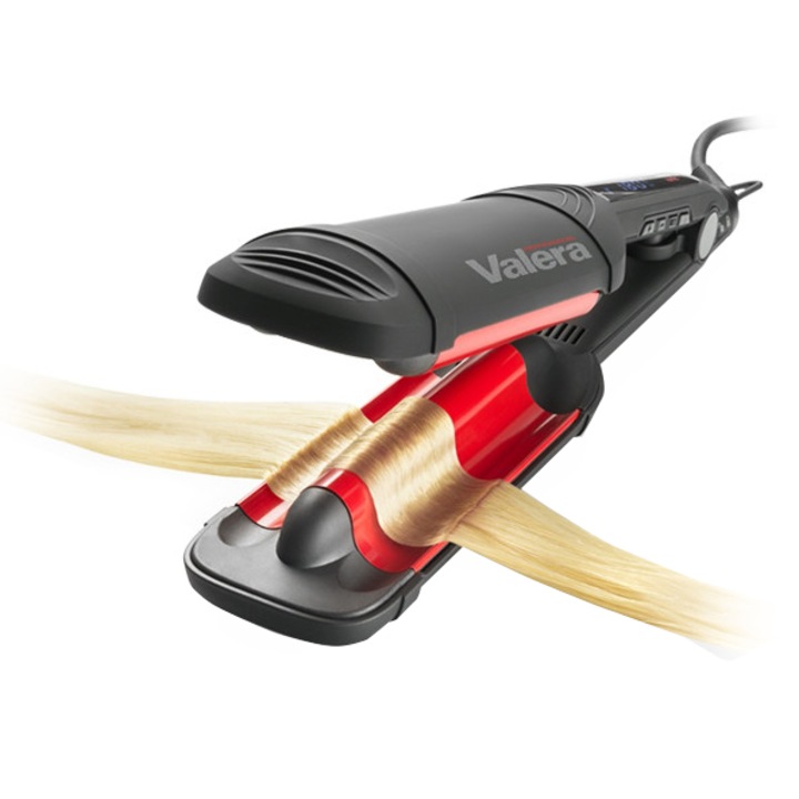 Placa de creponat parul Valera 647.03 Wave Master Ionic, Generator de ioni, Display digital, 8 trepte de temperatura, 210 grade, Oprire automata, Negru