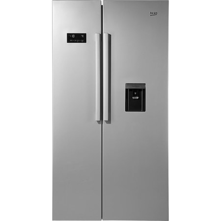 Side by side Beko GN163221S, 554 l, Clasa A+, NeoFrost™ dual cooling, Dispenser apa, H 179, Argintiu
