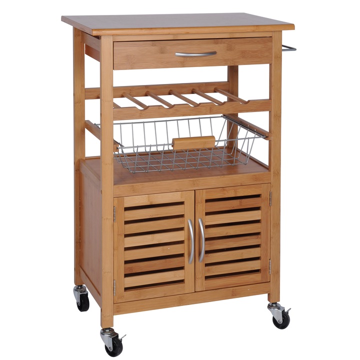 Кухненска стойка за посуда, с колела, Bamsus, 60x36 см