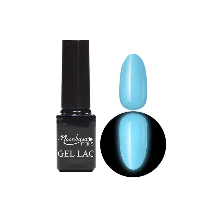 Oja semipermanenta fosforescenta MoonbasaNails, Model nr 639, Baby blue, 5ml