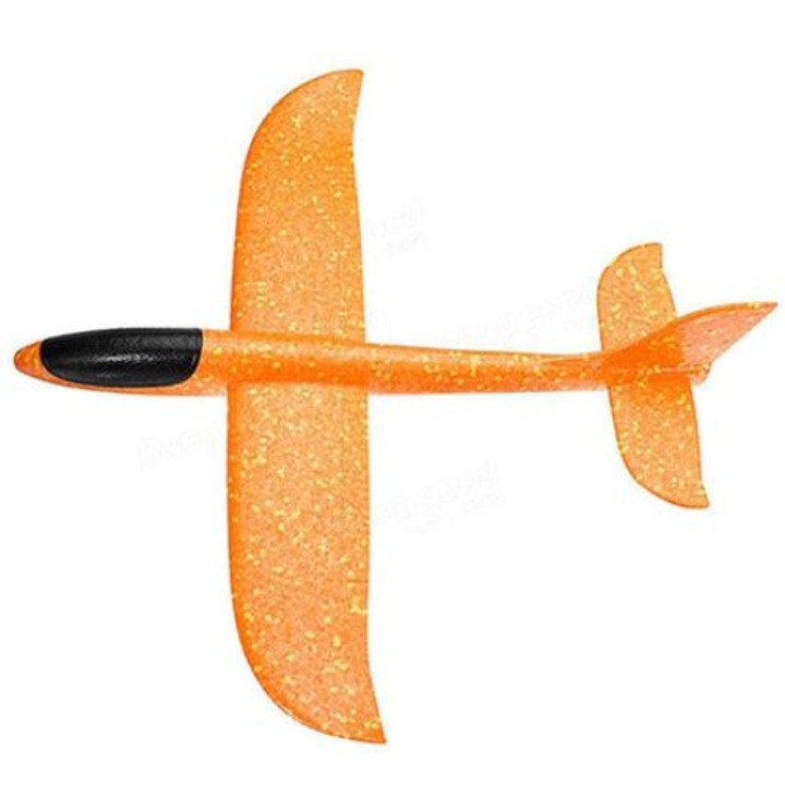 Avion planor din polistiren, lungime 30 cm, Portocaliu