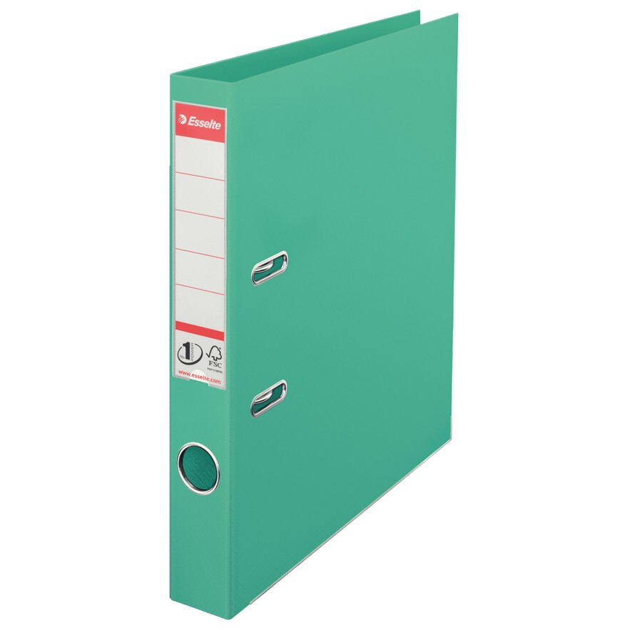 Biblioraft A4 plastifiat 5 cm Esselte Standard - verde pal - 10 bucati/ cutie
