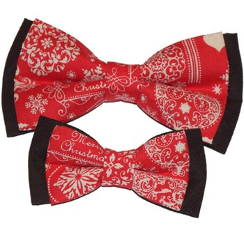 Set tata-fiu papioane rosii de Craciun  Set tata-fiu papioane rosii de Craciun