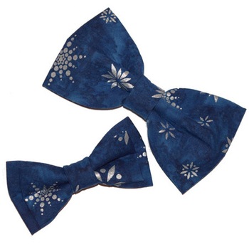 Set tata-fiu papioane albastre de Craciun  Set tata-fiu papioane albastre de Craciun