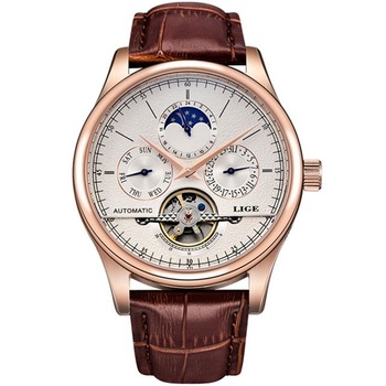 Ceas mecanic automatic, Lige, Business, Casual, Clasic, Analog curea din piele, Auriu Ceas mecanic automatic, Lige, Business, Casual, Clasic, Analog curea din piele, Auriu