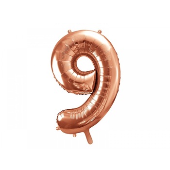Balon Folie Figurina, Cifra 9, Rose gold Balon Folie Figurina, Cifra 9, Rose gold