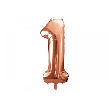 Balon Folie Figurina, Cifra 1, Rose gold Balon Folie Figurina, Cifra 1, Rose gold