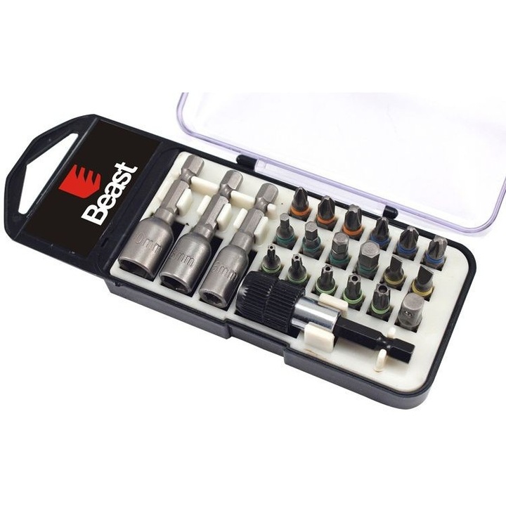 Set biti ,adaptor si 3 capete magnetice Beast, 22 piese