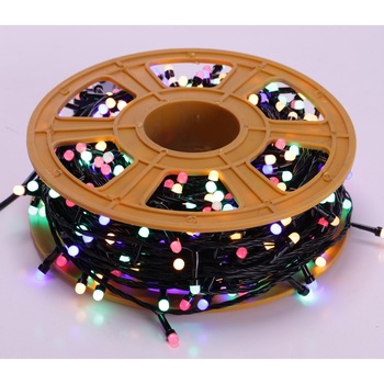 Instalatie luminoasa liniara pentru exterior - 100m, Multicolora cu fir negru si led-uri mari Instalatie luminoasa liniara pentru exterior - 100m, Multicolora cu fir negru si led-uri mari