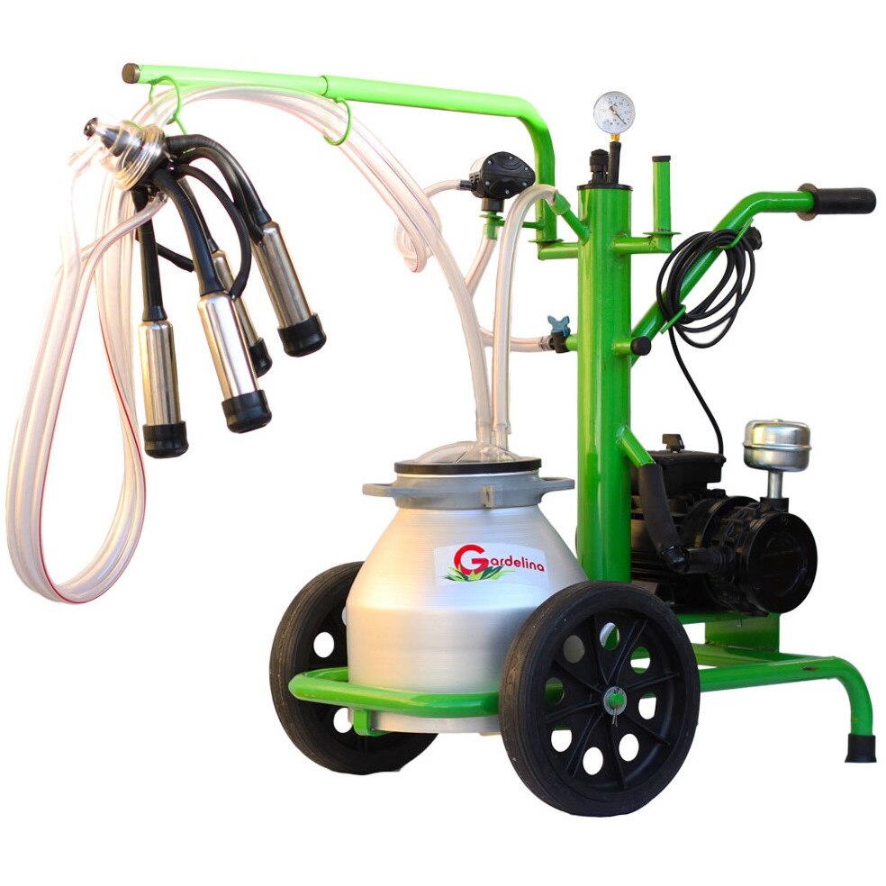 Mulgator Gardelina, 550W, 1440Rpm, 180l/min, 8-10 bovine pe ora, recipient 20l, pahare colectoare inox