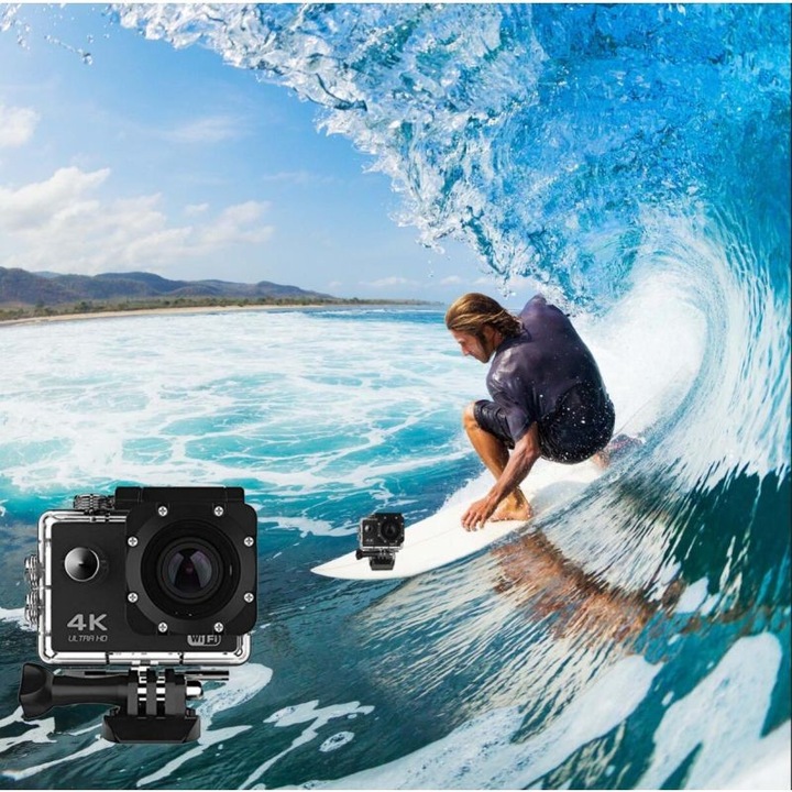 Camera video sport 4K Ultra HD, 22 fps, Wi-Fi Hotspot, LCD 2 inch, HDMI, 18 accesorii, Rio