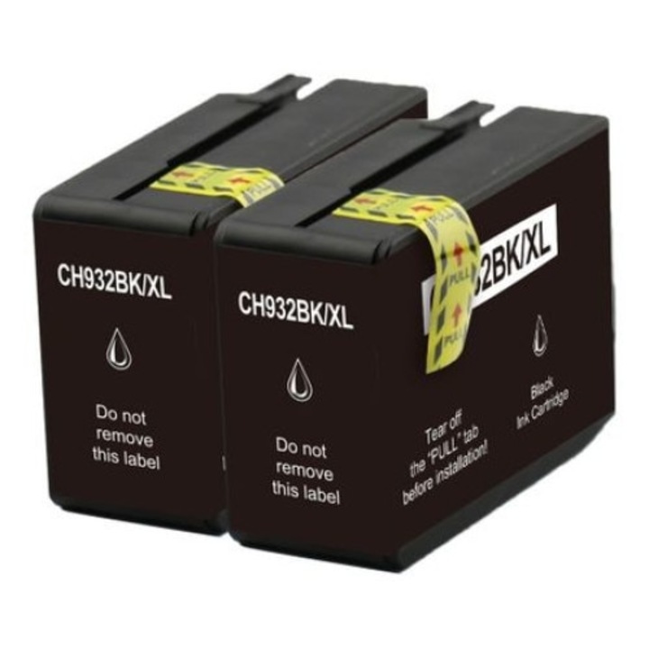 Set 2 Cartuse Cerneala, GraphiteK, Compatibile HP, 2 x 932XL - Officejet 6100, 6600 6700 7110 7610, 7612 - (BK+BK )