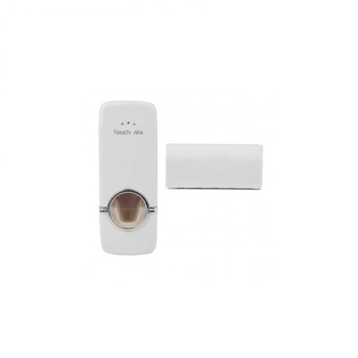 Комплект дозатор за паста за зъби и държач за четки Furnizor Online, Пръстен за селфи, Бял/Светло син, от 3 части