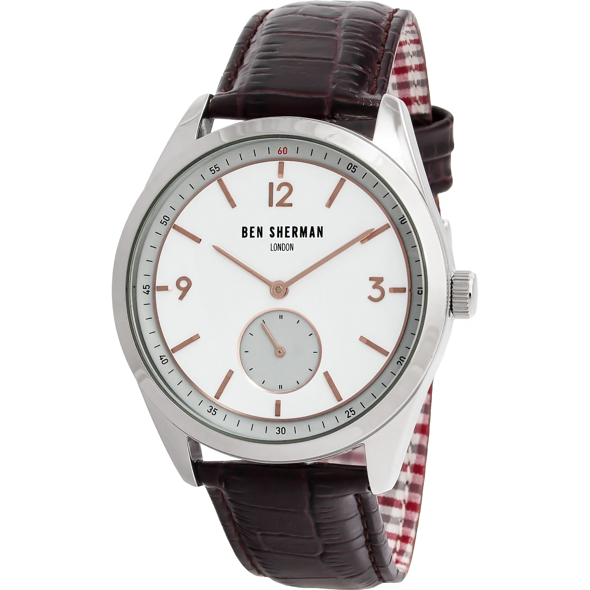 Ceas pentru barbati, Ben Sherman, curea din piele maro, cadran alb, WB052BRA