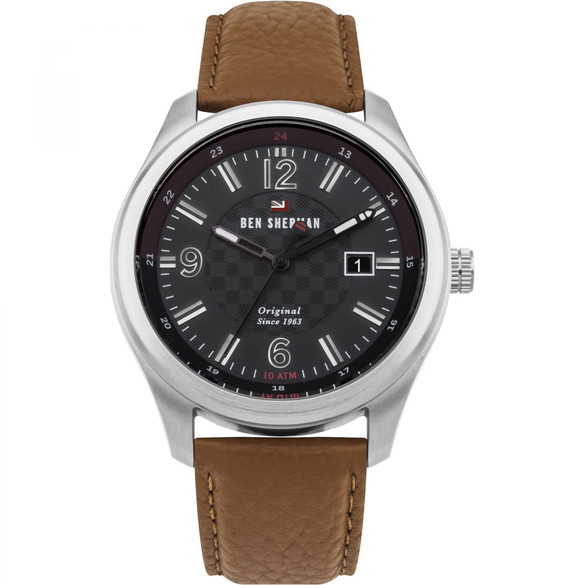 Ceas pentru barbati, Ben Sherman The Sugarman Social, curea din piele maro, cadran negru, WBS106BT