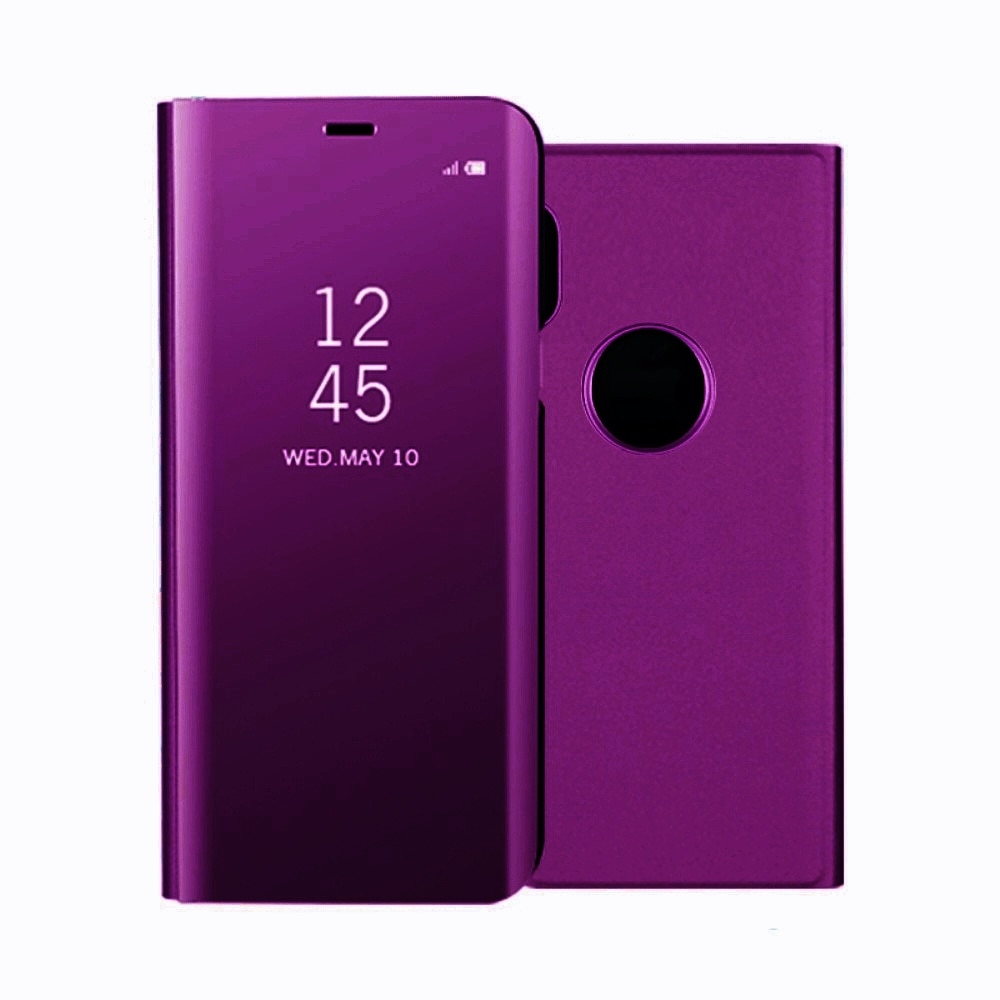 Husa iPhone XR - Flip Mirror tip Carte, Capac translucid, purpurie