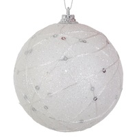 Set 6 globuri albe stralucitoare de Craciun, DecorCasa, 6 cm