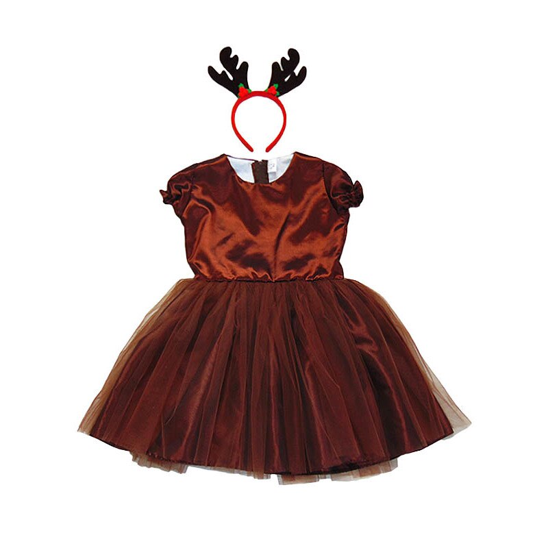 Costum fete ren maro cu bentita, 5-6ani, Funny Party Shop
