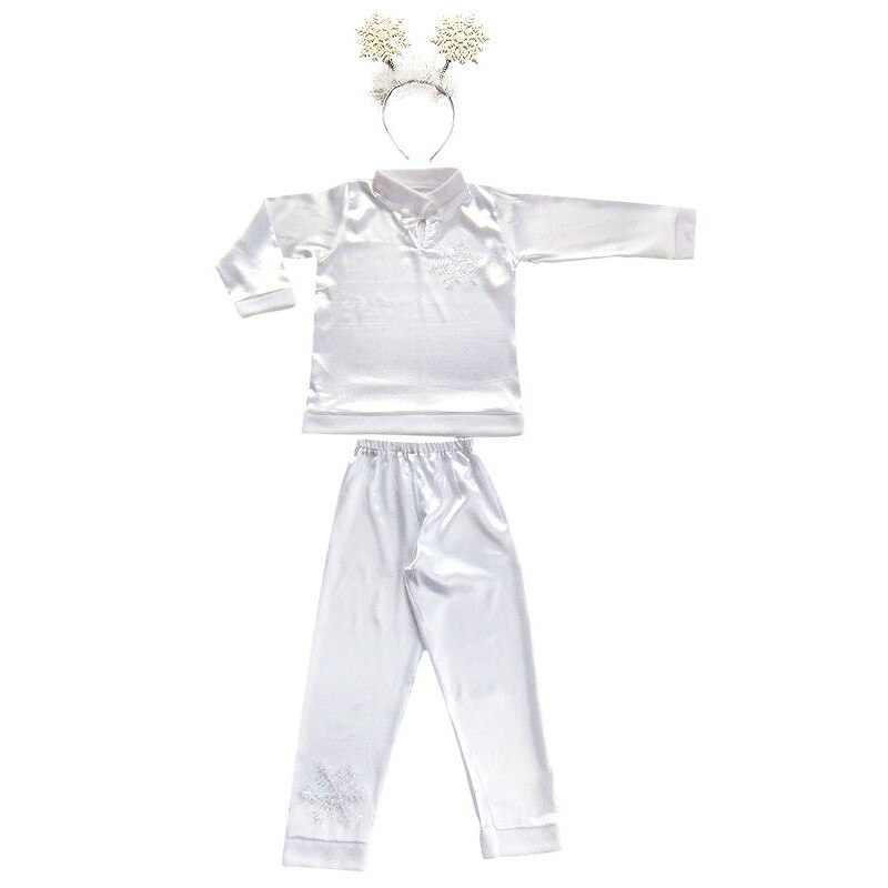 Costum copii fulg de nea, zapada, alb, cu bentita,6-7ani, Funny Party Shop