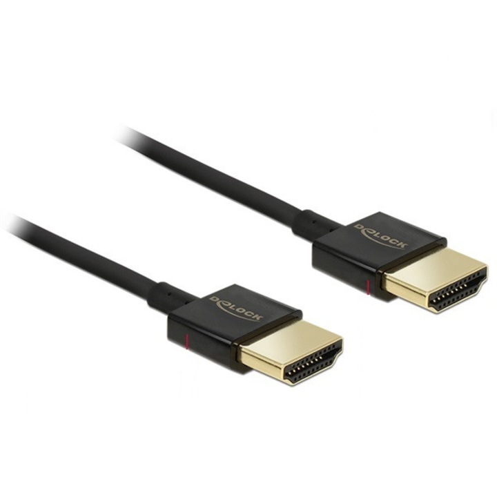 DELOCK kábel HDMI male/male összekötő 3D 4K Slim Premium, 2m