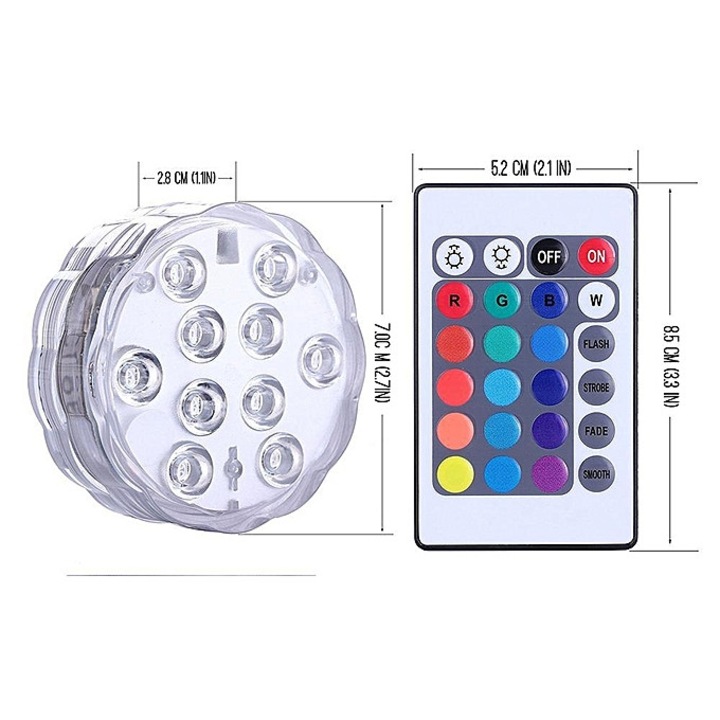 Lampa subacvatica cu telecomanda si 10 leduri multicolore
