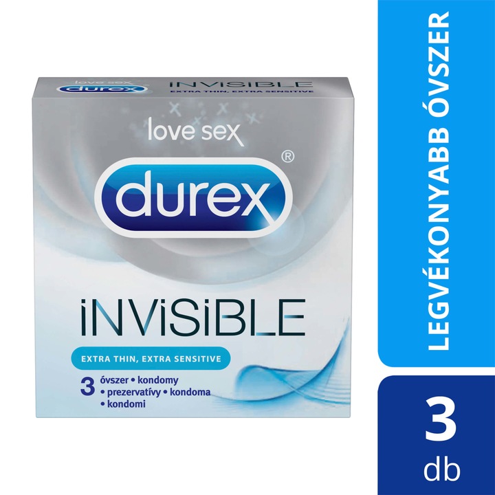 Durex Invisible Extra Thin - extra szenzitív óvszer (3db) -