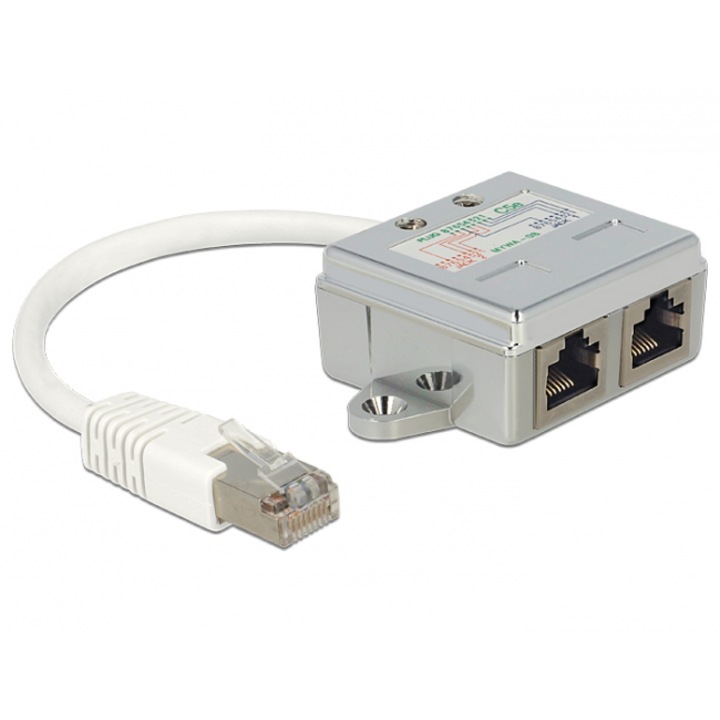 Adaptor DeLock Port Doubler, 1 x RJ45 plug - 2 x RJ45 jack (2 x Ethernet)