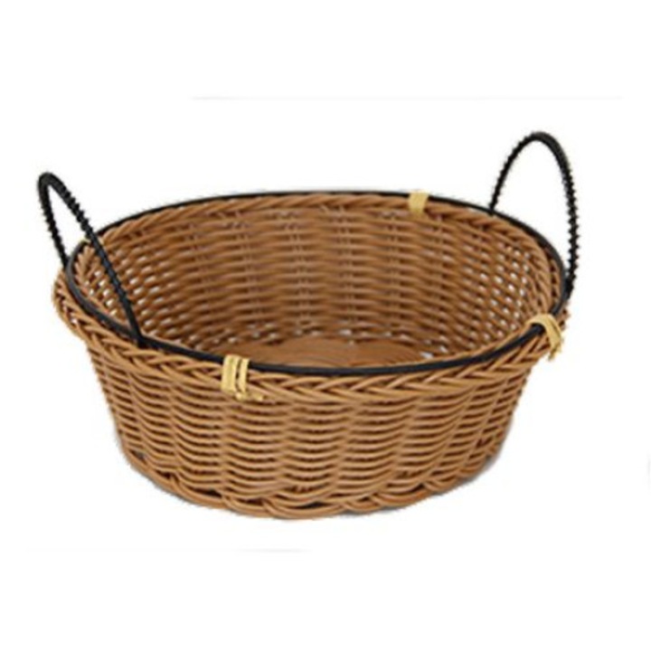 Cos paine , fructe, legume rotund servire cu manere RAKI 20x7cm rezistent la apa culoare cafea