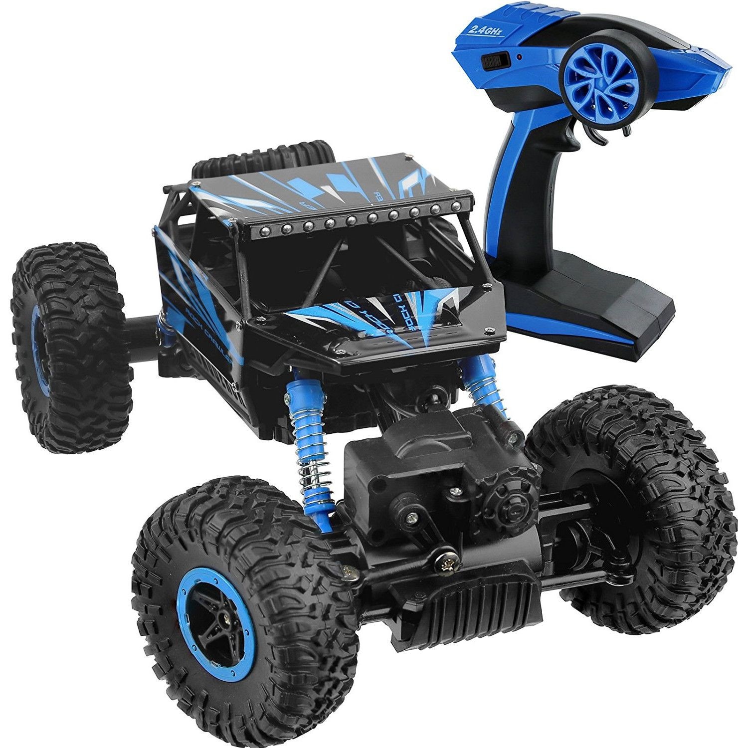 Masina cu telecomanda Rock Crawler Off-Road Racing Monster Truck, Suspensii 4x4, Scara 1:18, 2.4GHz, Blue Edition