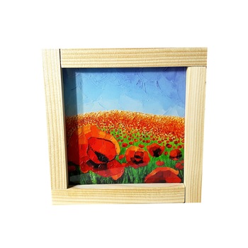 Cadou pentru femei, Regalo - Tablou luminos Camp cu maci, rosu, 12,5 cm Cadou pentru femei, Regalo - Tablou luminos Camp cu maci, rosu, 12,5 cm