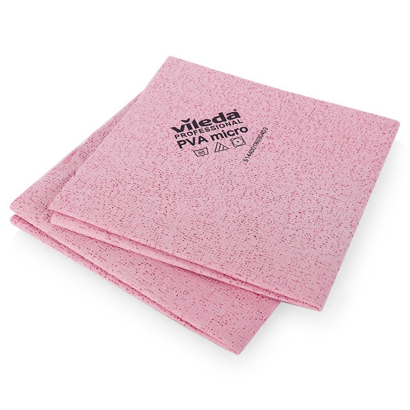 Vileda Professional - PVA Micro Cloth Pink, 100% Microfibers Made of PVA 5  pcs