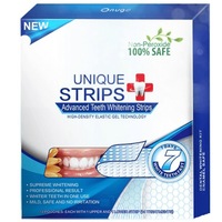 Benzi pentru albirea dintilor Unique Strips Gel cu actiune in doar 30 minute, peroxid de hidrogen 6%