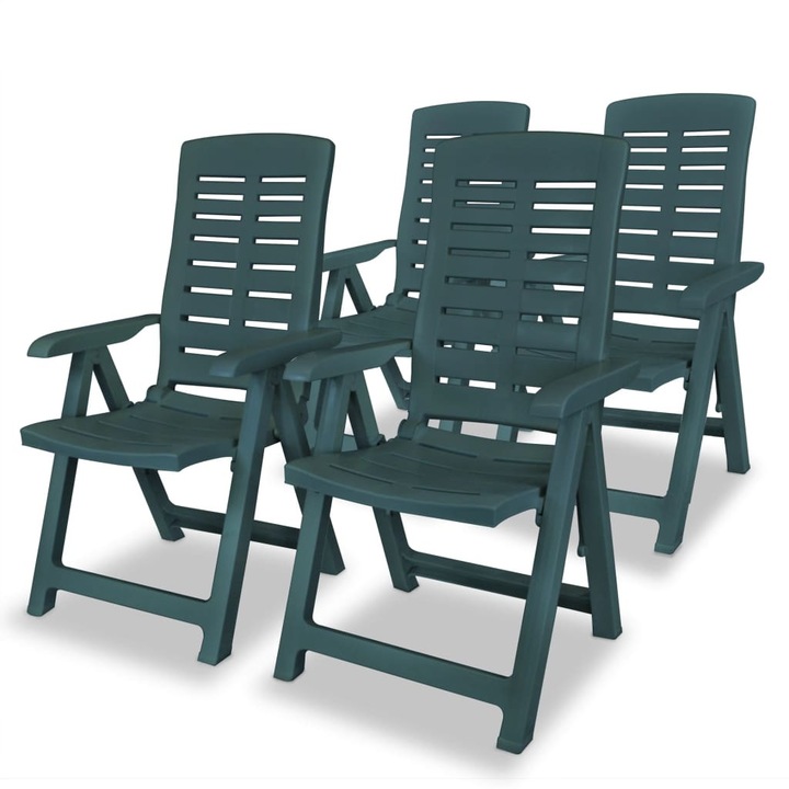 vidaXL 4 db zöld, dönthető, műanyag kerti szék 60 x 61 x 108 cm