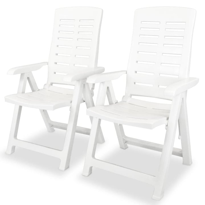 vidaXL 2 db fehér dönthető műanyag kerti szék 43895