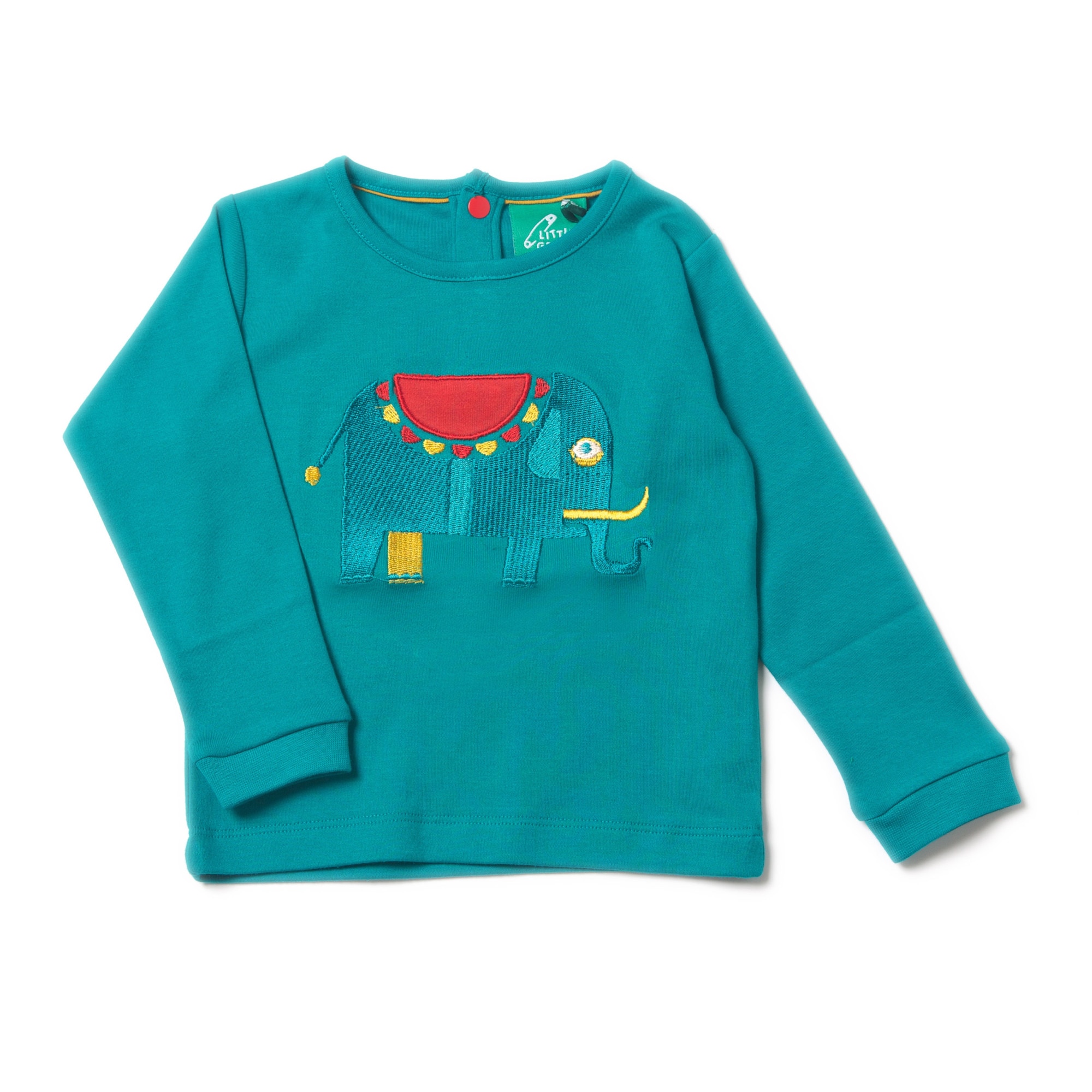 Bluza ”Elefantul in jungla”, bumbac organic , turcoaz, bebe