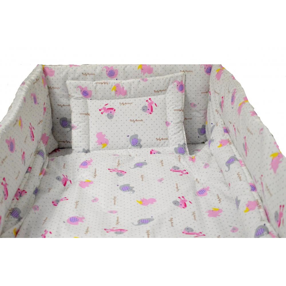 Set lenjerie patut cu 5 piese Pink Zebra