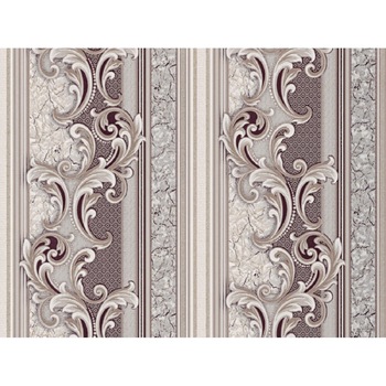 Tapet Slavyanski Oboi, Imperial 5555-12, vinil, lavabil, model clasic elegant, flori si dungi, maro-gri, pentru living sau dormitor Tapet Slavyanski Oboi, Imperial 5555-12, vinil, lavabil, model clasic elegant, flori si dungi, maro-gri, pentru living sau dormitor