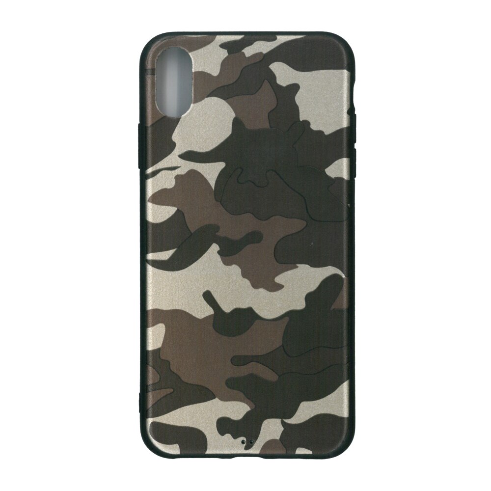 Husa din silicon, EuroCELL, pentru iPhone XS Max, print army maro