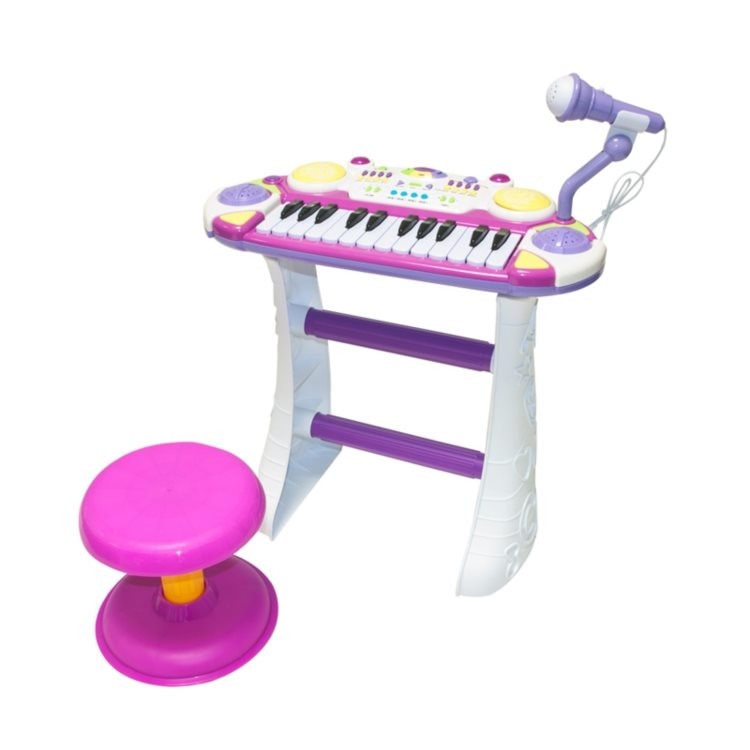 Set Orga de Jucarie cu 8 Ritmuri pentru Copii cu Stativ, Scaunel si Microfon