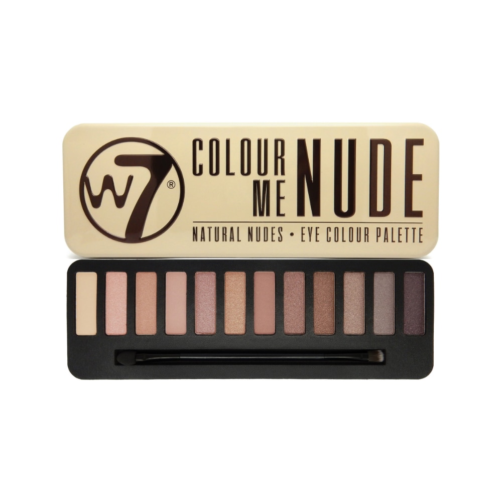 Trusa farduri in caseta metalica W7 Colour Me Nude, 12 nuante