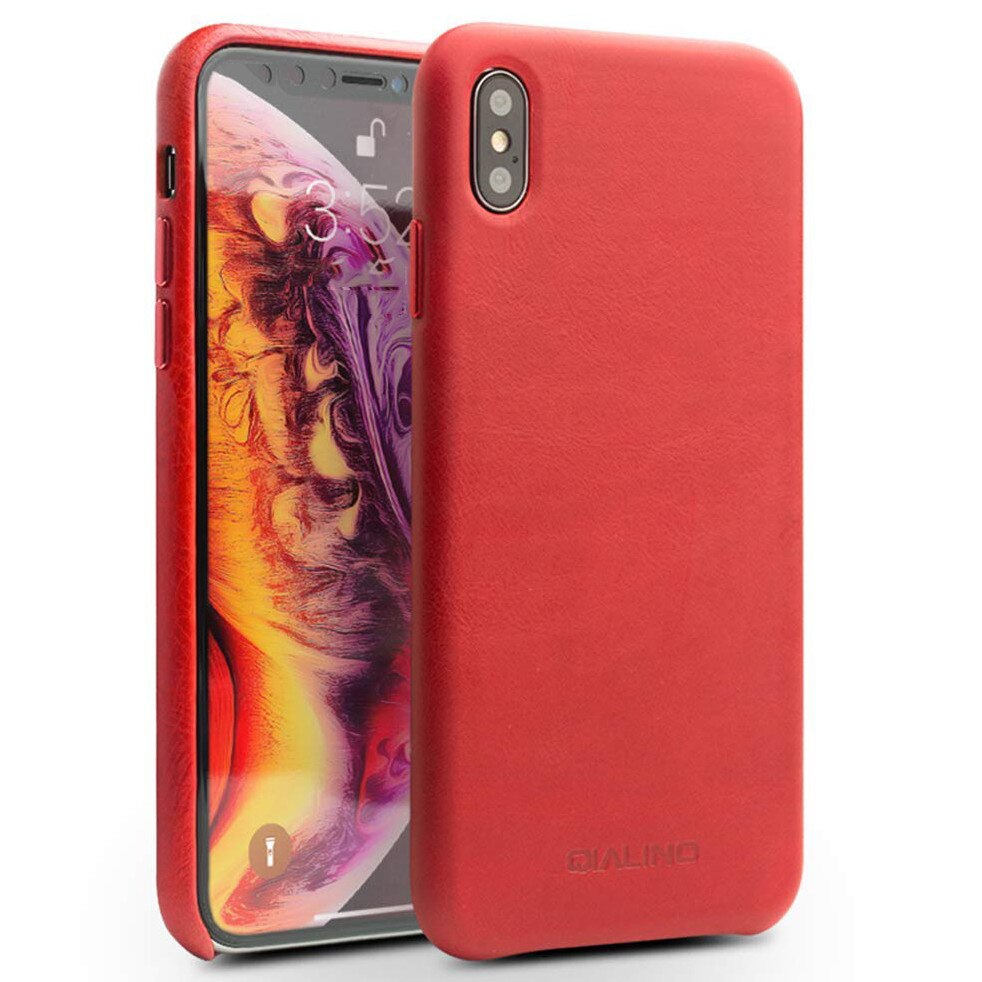 Husa iPhone XS Max, Qialino Classic, slim din piele de vitel, tip back cover, culoare Rosu