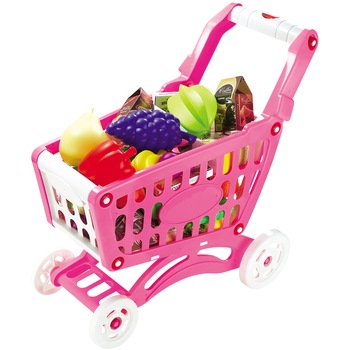 Carucior cumparaturi M-Toys cu produse, roz Carucior cumparaturi M-Toys cu produse, roz
