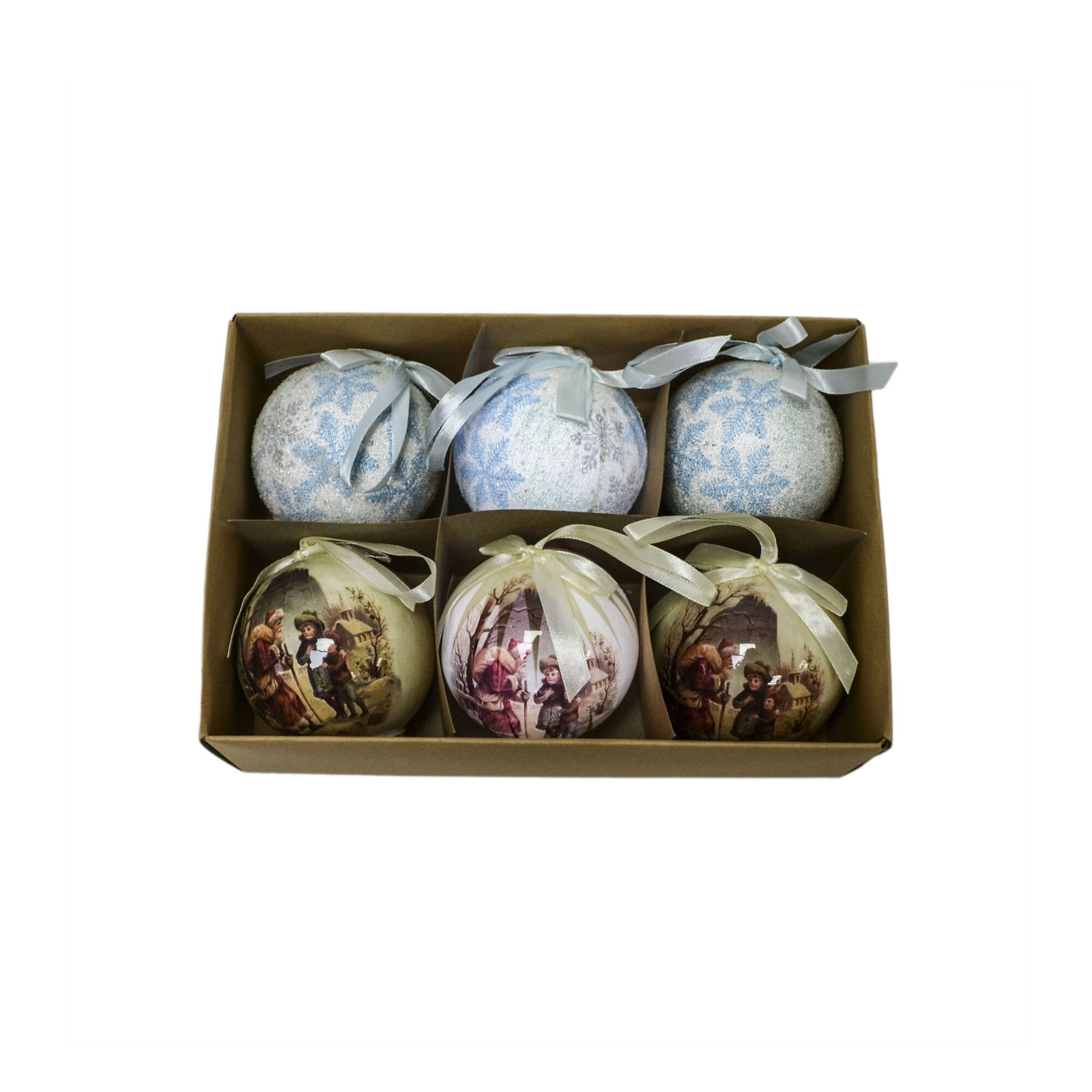 T181 SET 6 GLOBURI CRACIUN CU LED 80MM in cutie