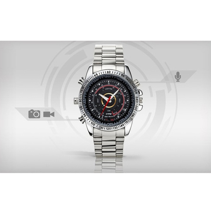 Водоустойчив часовник Yonis с HD камера и USB 16244645-2-2-35, Черен