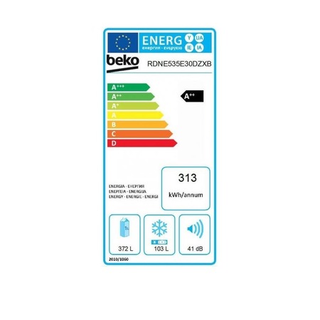Frigider cu doua usi Beko RDNE535E30DZXB, 471 litri, Clasa A++, Compartiment 0°C, Compresor ProSmart Inverter, Everfresh+, NeoFrost, 193 cm, Argintiu